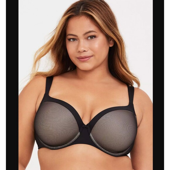 Torrid Balconette Bra 42D Black Nude Underwire T-Shirt Mesh Lined Wide Strap NWT - Picture 2 of 6